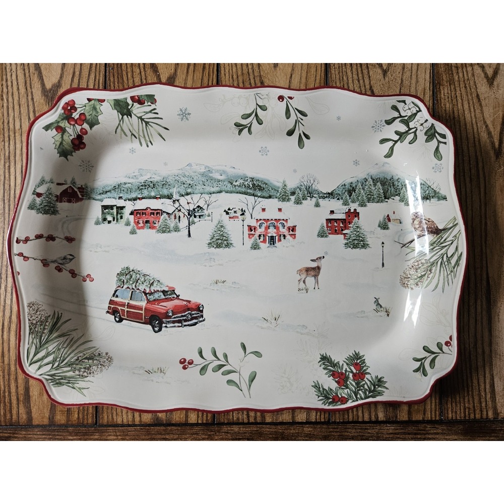Better Homes & Gardens Winter Forest Heritage 19" Ceramic Serving Platter Large